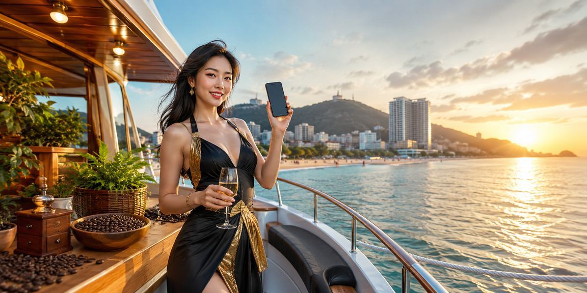 Quán cà phê Vũng Tàu minh họa người dùng xem VIP bonus và jackpot